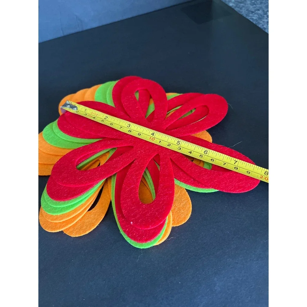 Felt Pan Separators Set of 14 Flower Shape Cookware Protectors Red Orange Green